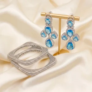 Celebrity Inspired CZ Earrings & Bangle Gift Set