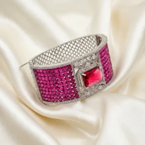 Alternative view of Ruby Radiance Crystal Statement Cuff Bangle