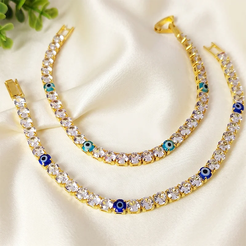 Evil Eye Tennis Bracelet Gold