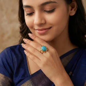 Alternative view of Stylish Stone Ring in gold plating