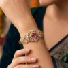 Kundan Openable Bangle, Pink