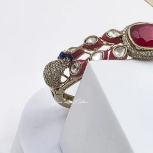 Alternative view of Peacock Kundan Openable Bangle, Ruby