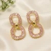 Baguette layered loop Earrings, Pink