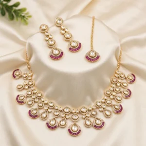 Royal Ruby Kundan Drop Bridal Necklace Set