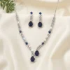 Royal Sapphire CZ Drop Necklace Set