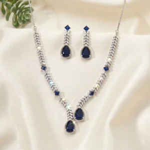 Royal Sapphire CZ Drop Necklace Set