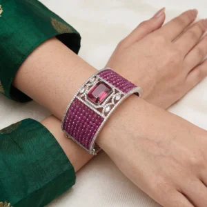 Ruby Radiance Crystal Statement Cuff Bangle