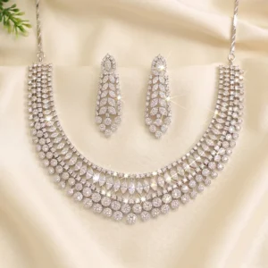 Celestial Sparkle Diamond-Look Necklace Set, Dual-Tone