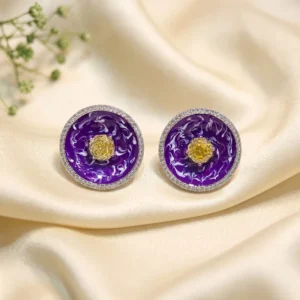 Pia Silver Plated Designer Studs, Purple