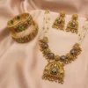 Statement Look Necklace for South Indian Bride with Gold Kada Bangles