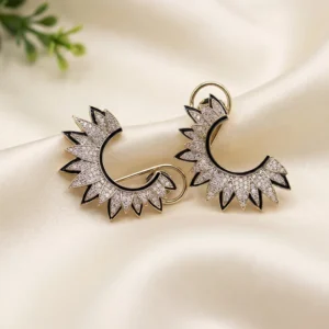 Half Moon Earrings, Silver