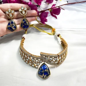 Alternative view of Jazz Stylish Indian Choker, Blue