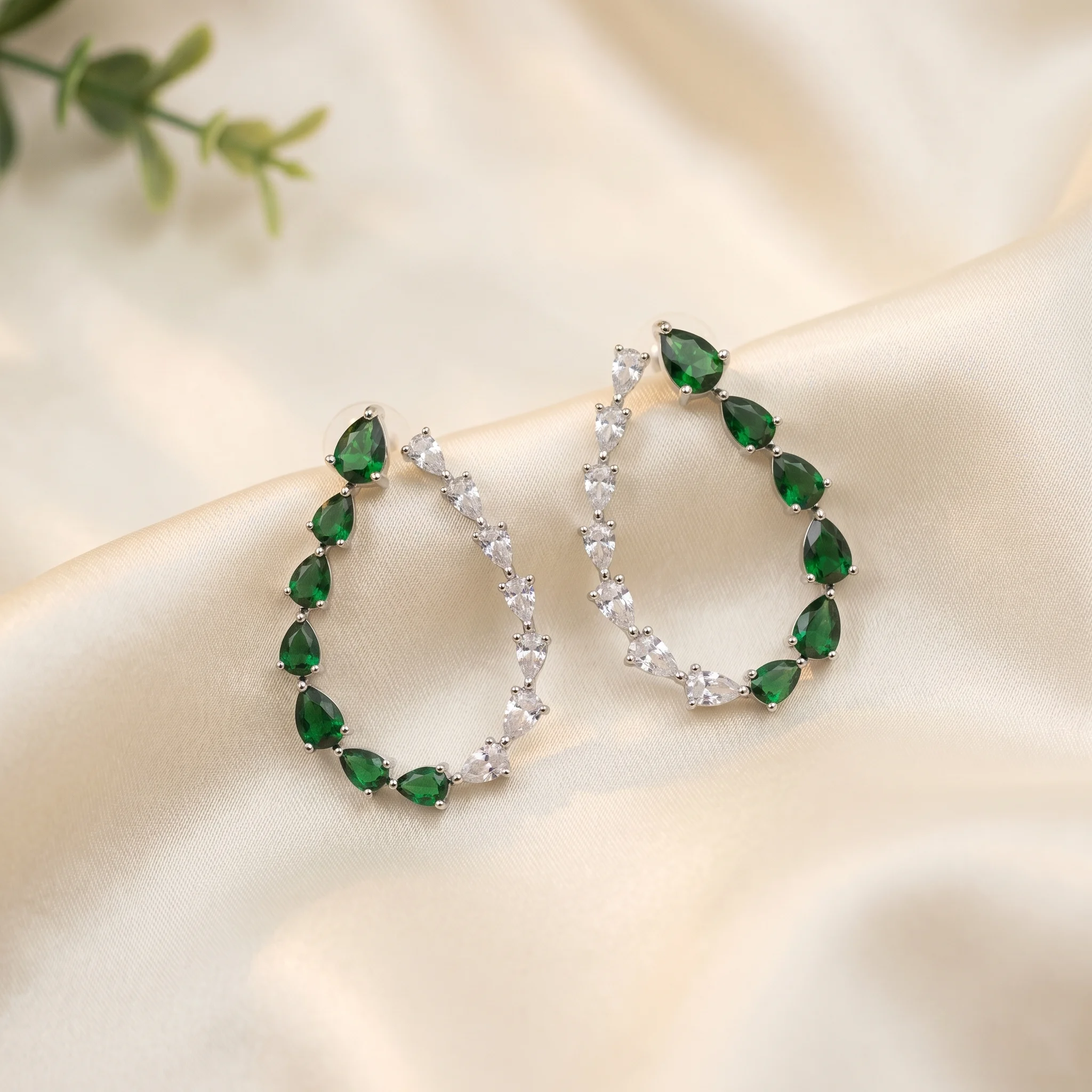 Teardrop Crystal Hoop Earrings