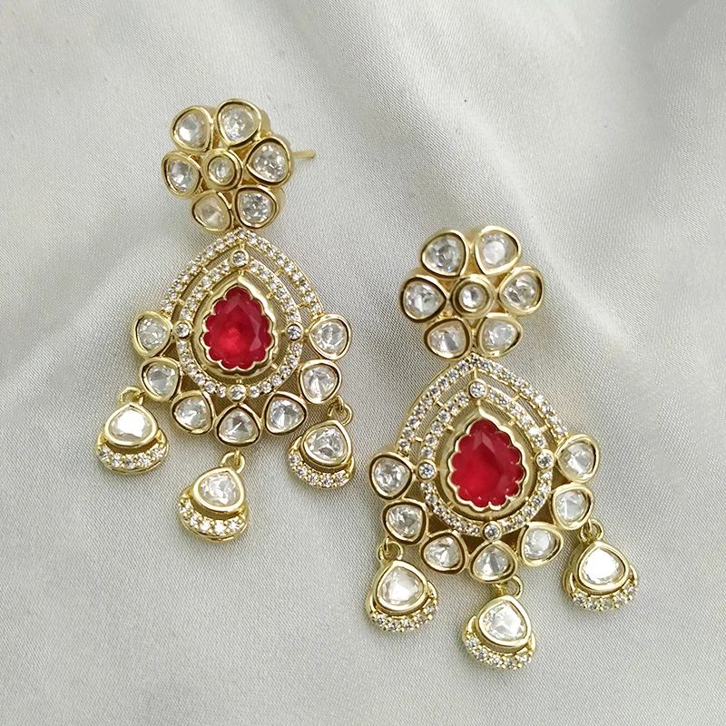 Ruby Radiance Kundan Statement Necklace Set - Image 4