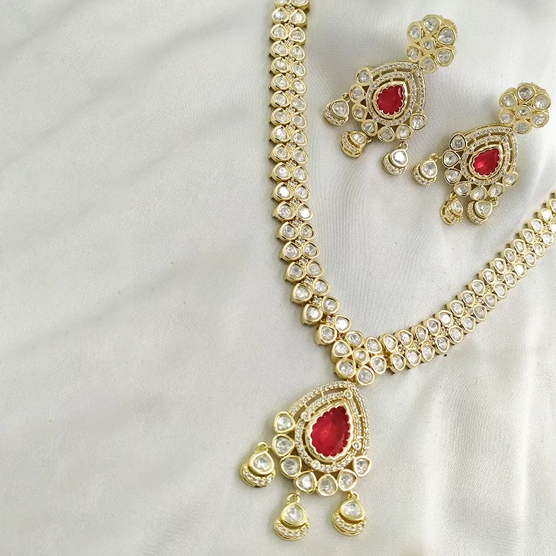 Ruby Radiance Kundan Statement Necklace Set - Image 2