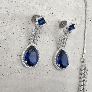 Royal Sapphire CZ Drop Necklace Set - Image 3