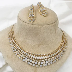 Alternative view of Celestial Sparkle Diamond-Look Necklace Set, Dual-Tone