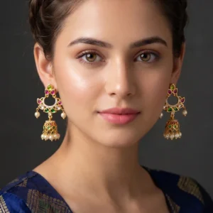Alternative view of Chandbali Style Jhumka Earrings, Multi