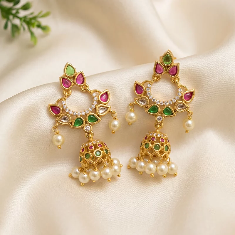 Chandbali Style Jhumka Earrings