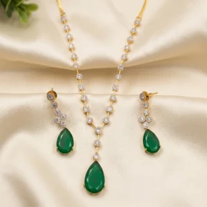 Emerald Teardrop CZ Necklace