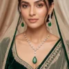 Emerald Teardrop CZ Necklace Set