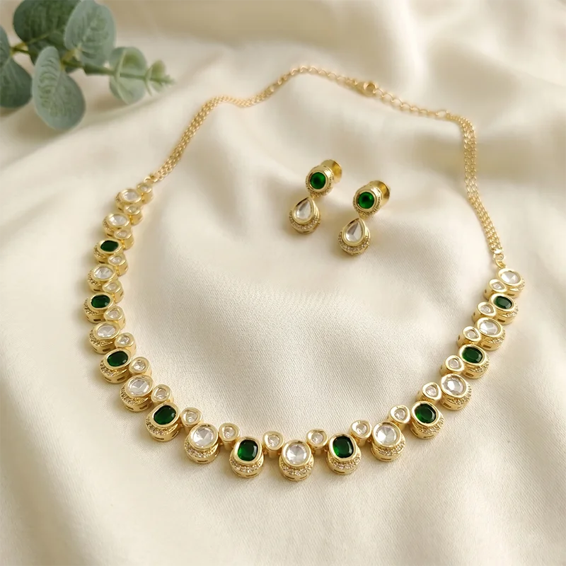 Emerald Glow Kundan Necklace Set
