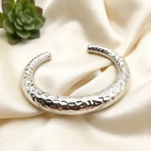 Hammered Silver Cuff Bangle