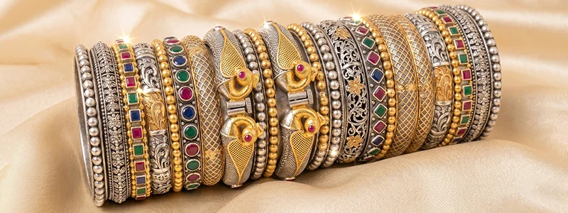 Handcrafted Oxidised Silver Bangle Sets