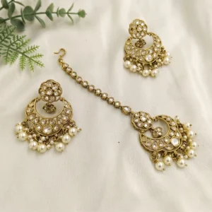 Kundan Pearl Chandbali Earrings