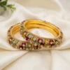 Multicolor Kundan Crystal Gold Finish Bangles