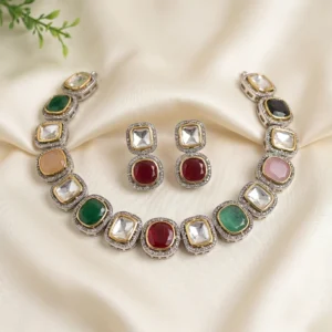Multicolor Kundan Statement Necklace Set