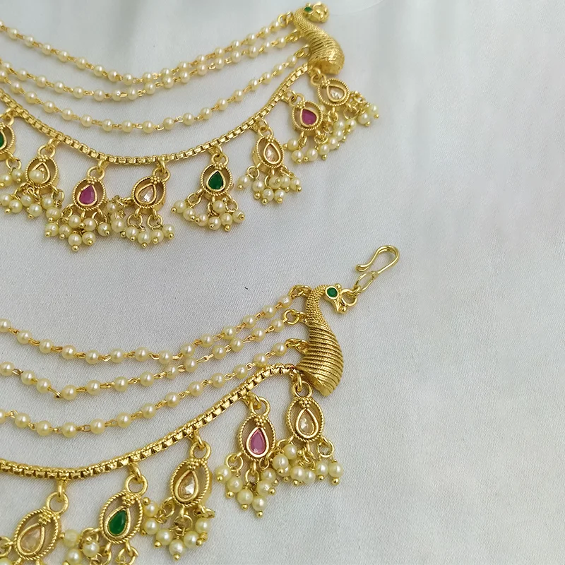 Royal Peacock Pearl Ear Chain - Image 3