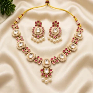 Pearl Kundan Floral Choker Set