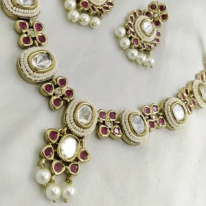 Alternative view of Ruby Pearl Kundan Floral Choker Set