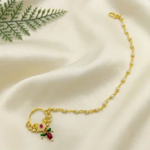 Pearl Kundan Nose Ring