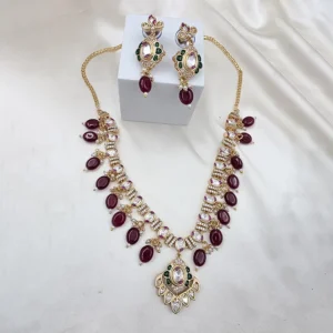Alternative view of Ruby Royale Polki Kundan Necklace Set