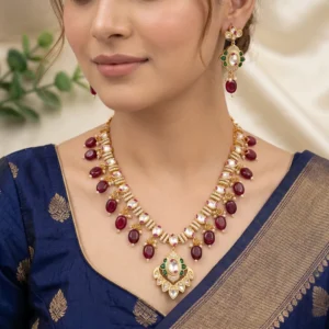 Ruby Royale Polki Kundan Necklace Set