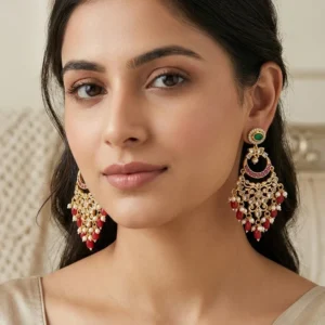 Ruby Stone Drop Chandbali Earrings