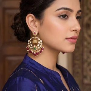 Ruby Stone Drop Kundan Chandbali Earrings