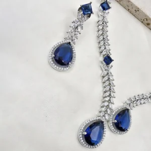 Sapphire CZ Drop Necklace Set