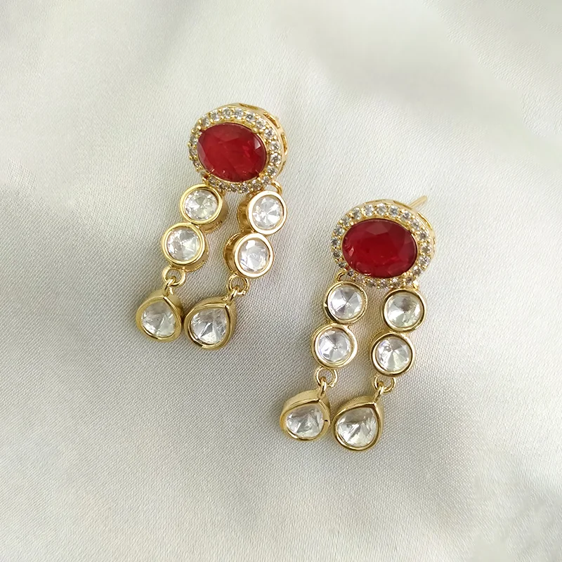 Ruby Radiance Kundan Drop Necklace Set - Image 4