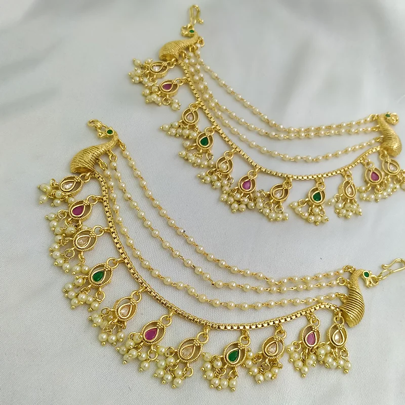 Royal Peacock Pearl Ear Chain - Image 2