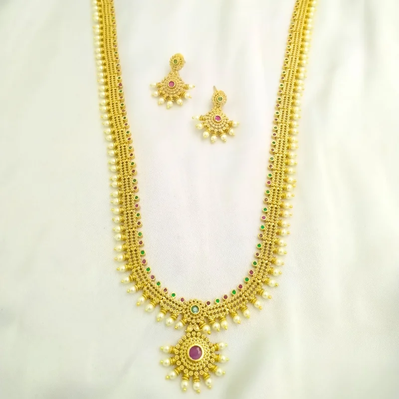 Temple Pearl Antique Necklace Set - Image 3