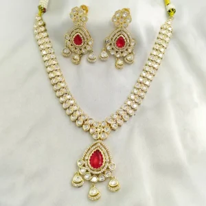 Alternative view of Ruby Radiance Kundan Statement Necklace Set