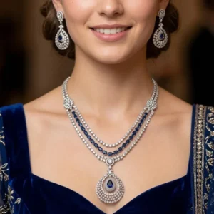 Alternative view of Midnight Sapphire CZ Layered Necklace Set