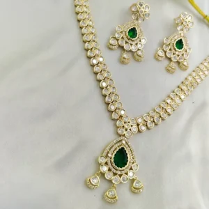 Alternative view of Emerald Radiance Statement Kundan Necklace Set