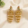 Royal Triple Layer Pearl Jhumka Earrings