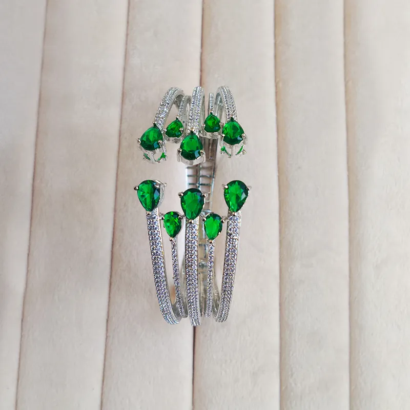 Green AD Layered Openable Cuff Bangle - Image 2