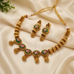 Antique Floral Meenakari Beaded Necklace Set