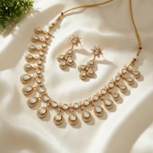 Alternative view of Pastel Bloom Kundan Layered Necklace Set